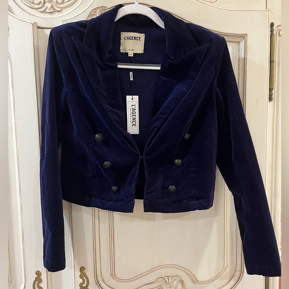 L'Agence Double Breasted Cropped Blazer in Midnight. NWT - Picture 2 of 5